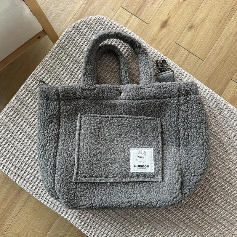 Fashionable Furry Plushy Bag Casual Tote Shoulder Bag For Winter