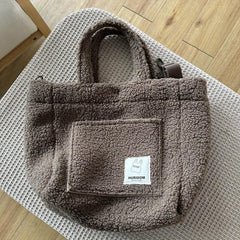 Fashionable Furry Plushy Bag Casual Tote Shoulder Bag For Winter