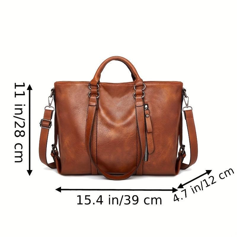 Classic Vintage PU Leather Women's Tote Handbag Work Shoulder Crossbody Bag