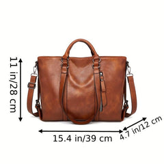 Classic Vintage PU Leather Women's Tote Handbag Work Shoulder Crossbody Bag
