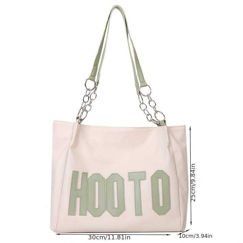 Vintage Letter Print Tote Bag Large Capacity Retro Handbag