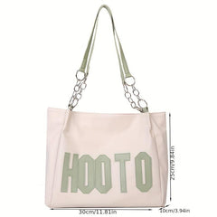 Vintage Letter Print Tote Bag Large Capacity Retro Handbag