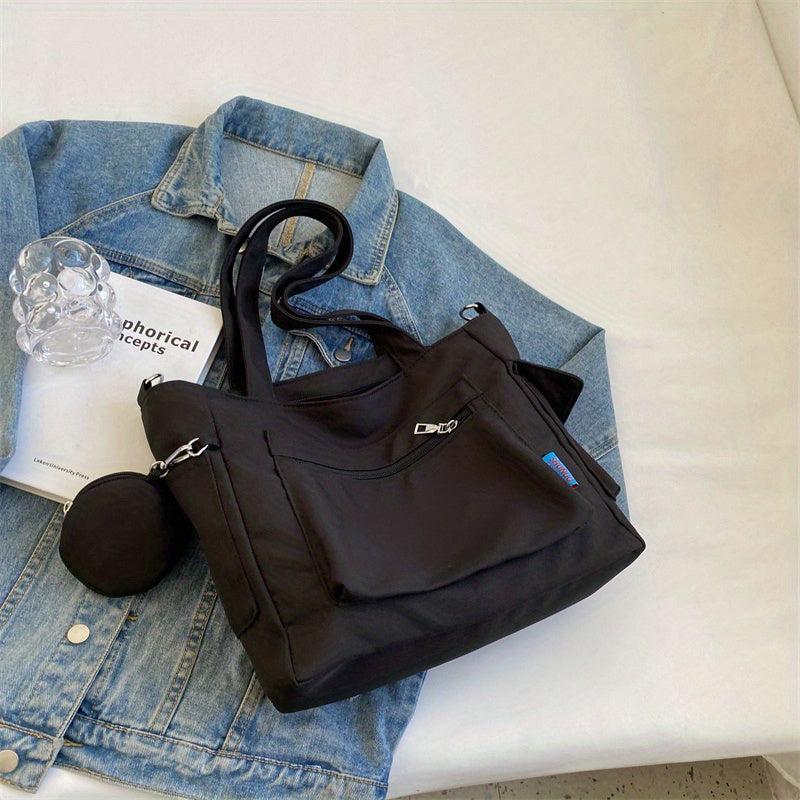 Casual Nylon Tote Bag with Coin Purse Large Capacity Crossbody Bag