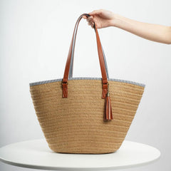 Straw Woven Beach Bag Tote Boho Style Shoulder Bag