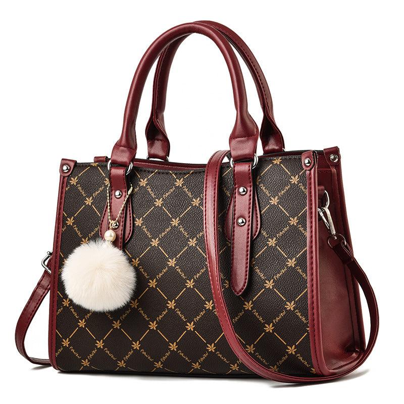 Colorblock Leaves Print Tote Bag Crossbody Satchel Purse