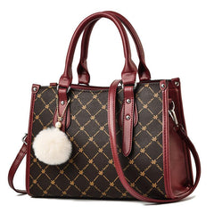 Colorblock Leaves Print Tote Bag Crossbody Satchel Purse