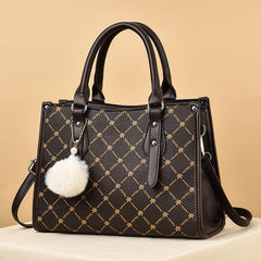 Colorblock Leaves Print Tote Bag Crossbody Satchel Purse