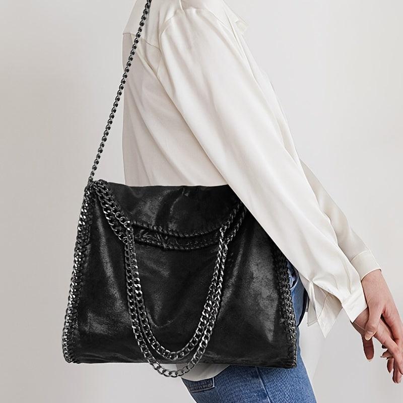 Women's Minimalist Shoulder Bag Large Capacity Handbag Chain Tote Bag