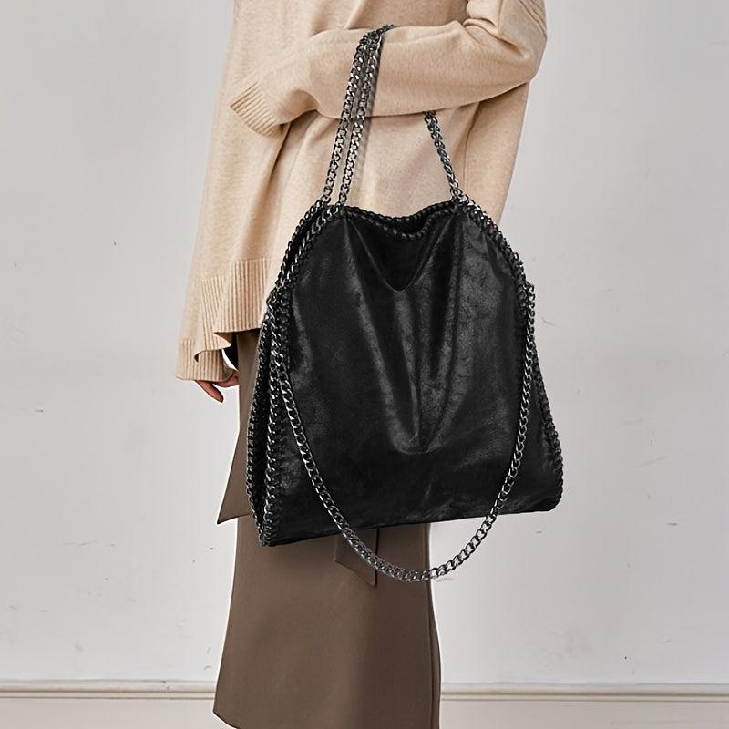 Women's Minimalist Shoulder Bag Large Capacity Handbag Chain Tote Bag