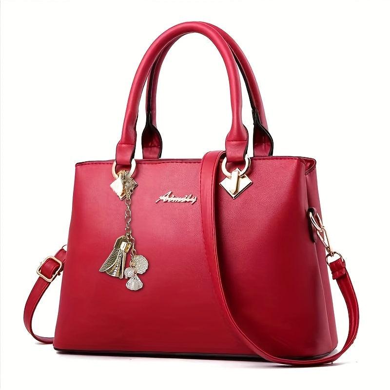 Letter Decor Large Tote Bag Crossbody Handbag