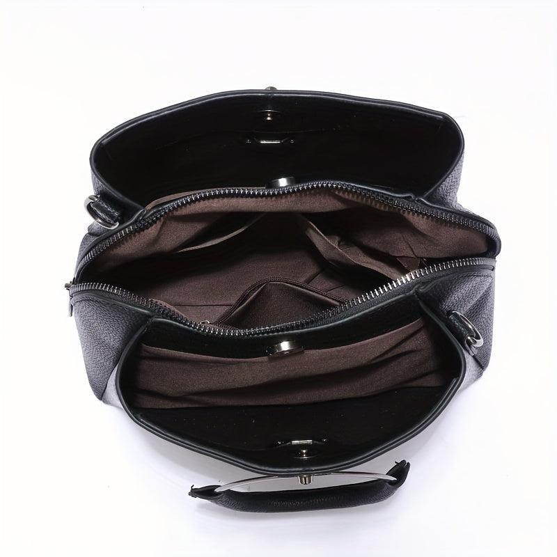 Round Handle Tote Bag PU Crossbody Satchel Purse