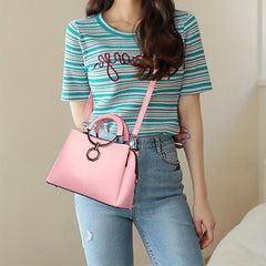 Round Handle Tote Bag PU Crossbody Satchel Purse