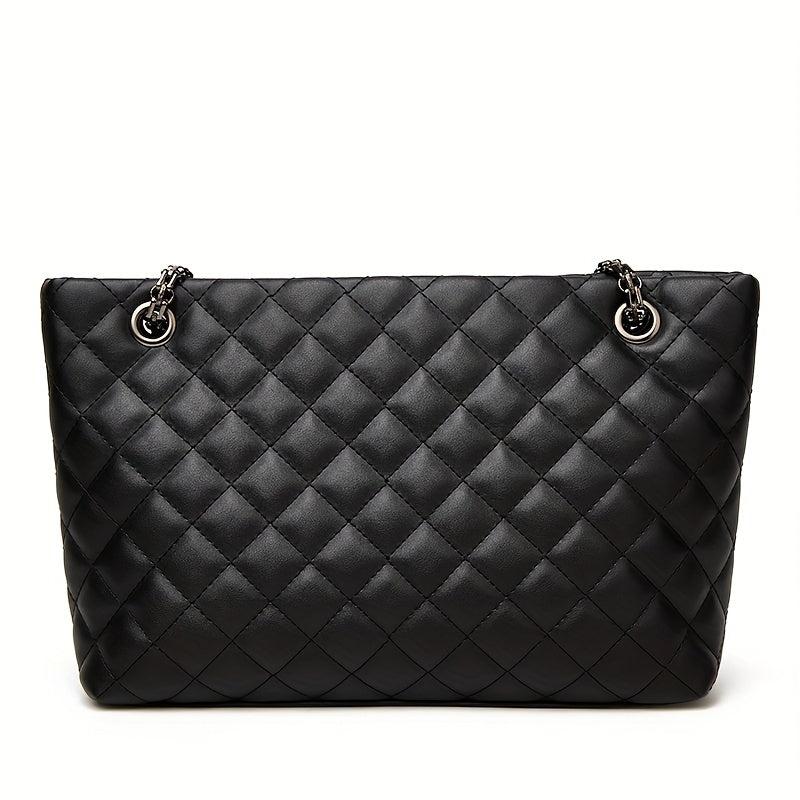 Argyle Quilted Tote Bag Chain Shoulder Large Capacity Handbags