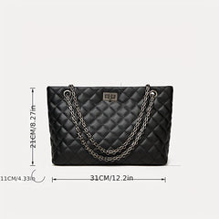 Argyle Quilted Tote Bag Chain Shoulder Large Capacity Handbags