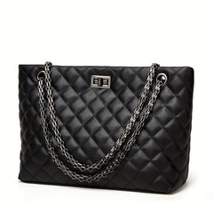 Argyle Quilted Tote Bag Chain Shoulder Large Capacity Handbags