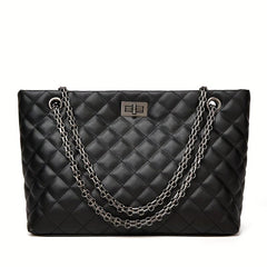 Argyle Quilted Tote Bag Chain Shoulder Large Capacity Handbags