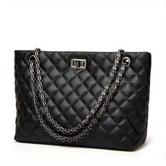 Argyle Quilted Tote Bag Chain Shoulder Large Capacity Handbags
