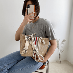 Large Capacity Straw Woven Beach Bag for Travel & Work