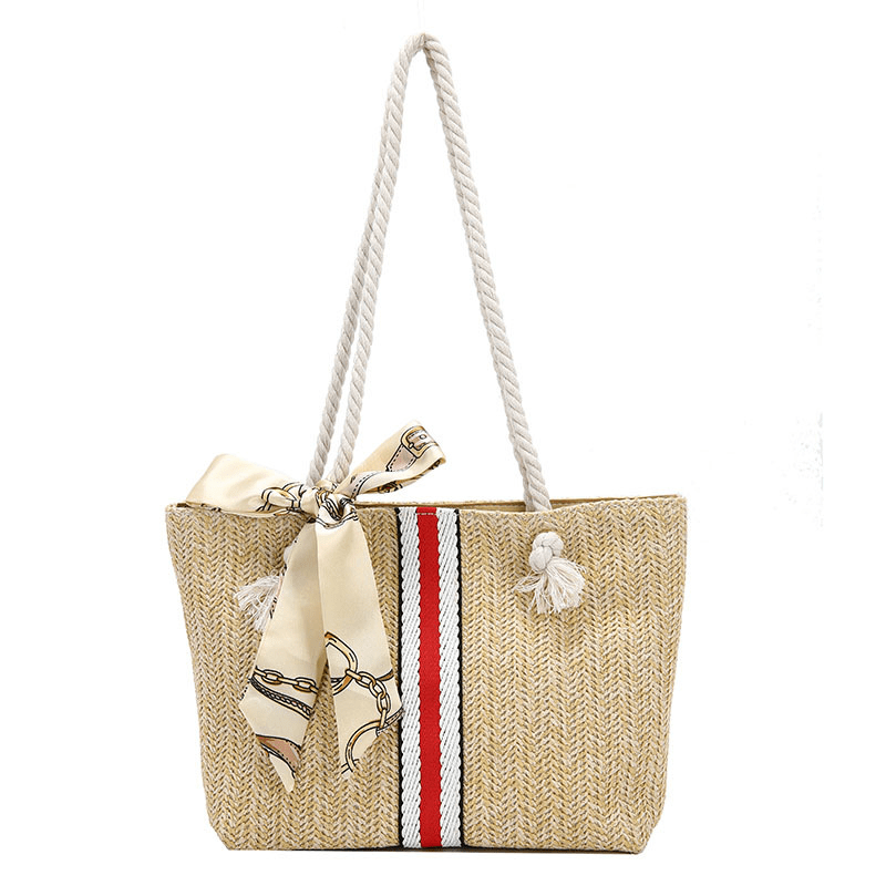 Large Capacity Straw Woven Beach Bag for Travel & Work