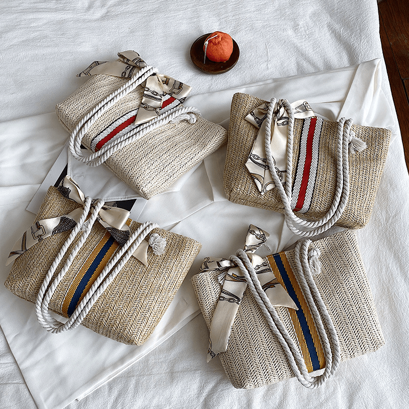Large Capacity Straw Woven Beach Bag for Travel & Work