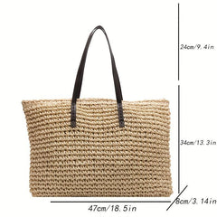 Straw Woven Tote Bag Large Capacity Women's Handbag