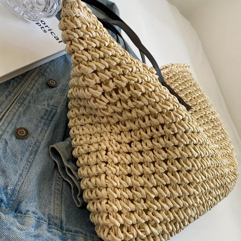 Straw Woven Tote Bag Large Capacity Women's Handbag