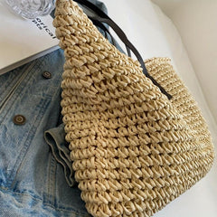 Straw Woven Tote Bag Large Capacity Women's Handbag