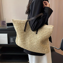 Straw Woven Tote Bag Large Capacity Women's Handbag