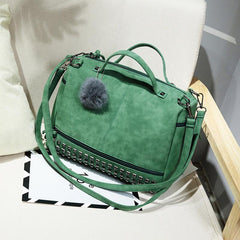 Studded Decor Tote Bag Faux Leather Shoulder Bag Women's Zipper Purse