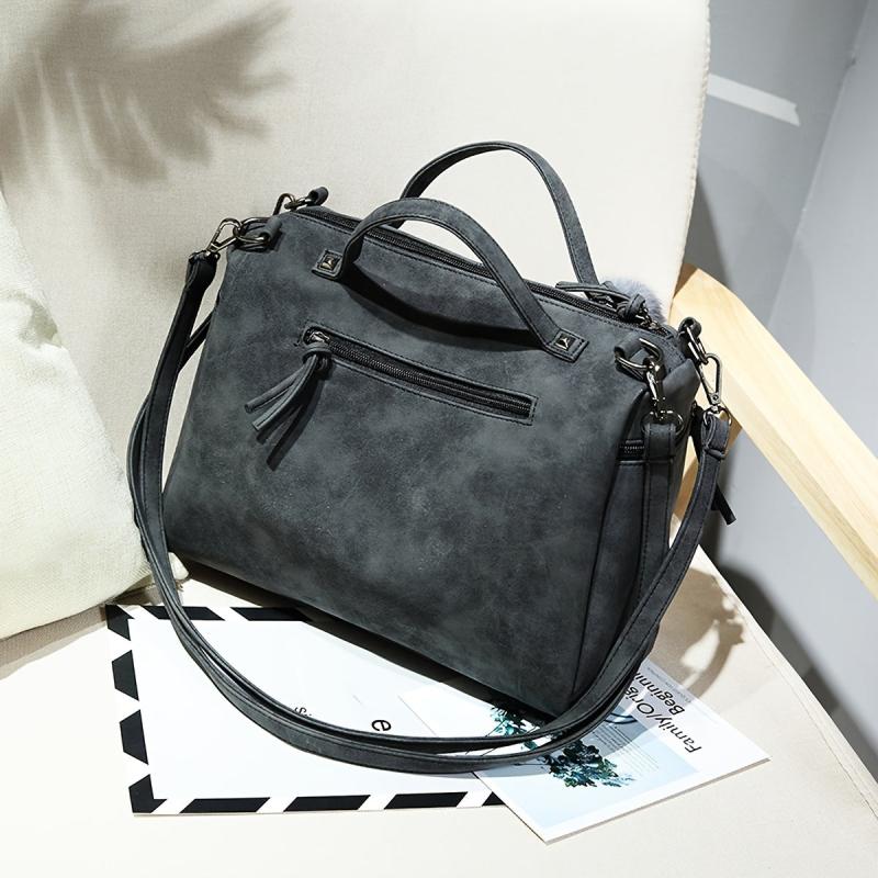Studded Decor Tote Bag Faux Leather Shoulder Bag Women's Zipper Purse
