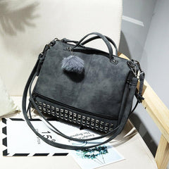Studded Decor Tote Bag Faux Leather Shoulder Bag Women's Zipper Purse