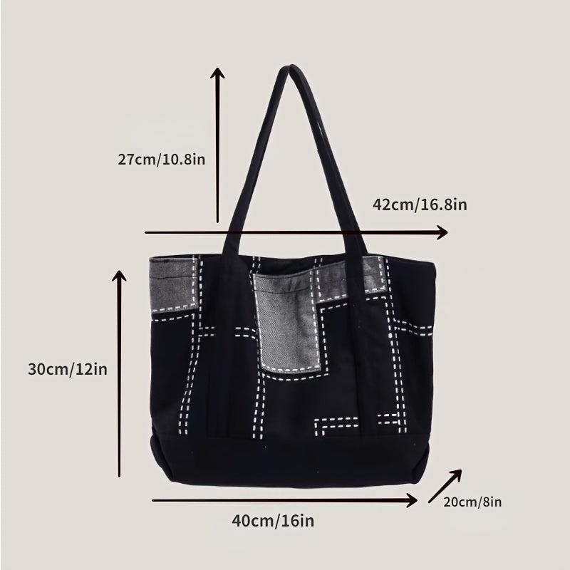 Vintage Denim Canvas Tote Bag Large Capacity Shoulder Bag