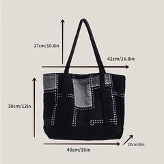 Vintage Denim Canvas Tote Bag Large Capacity Shoulder Bag
