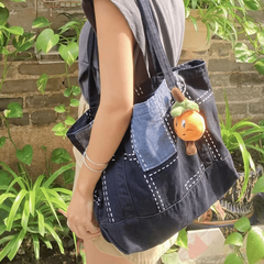 Vintage Denim Canvas Tote Bag Large Capacity Shoulder Bag
