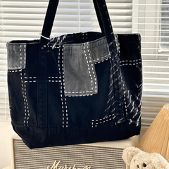 Vintage Denim Canvas Tote Bag Large Capacity Shoulder Bag
