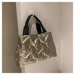 Quilted Detail Tote Bag Double Handle Bag Women's Stylish Handbag