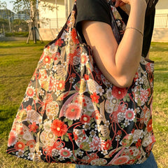 Japanese Style Foldable Lightweight Tote Bag Nylon Large Capacity Shopping Bag