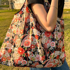 Japanese Style Foldable Lightweight Tote Bag Nylon Large Capacity Shopping Bag