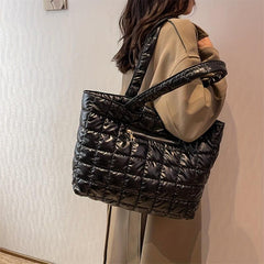 Quilted Puffer Shoulder Bag Large Tote Work Handbag
