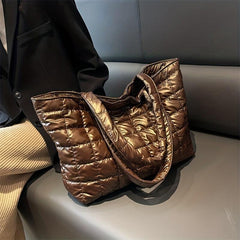 Quilted Puffer Shoulder Bag Large Tote Work Handbag