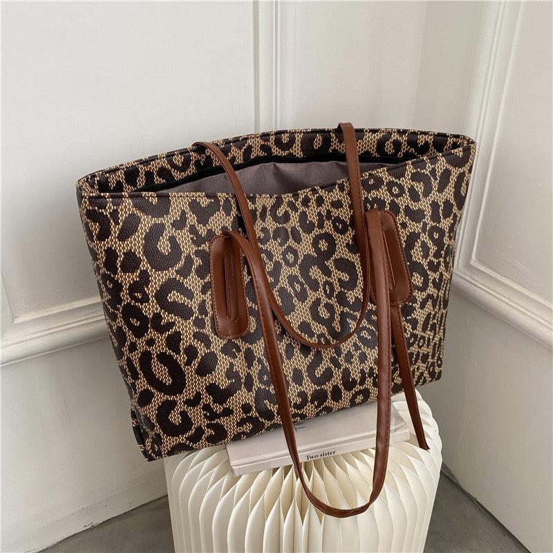 Leopard Pattern Tote Bag Large Capacity Shoulder Bag
