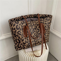 Leopard Pattern Tote Bag Large Capacity Shoulder Bag
