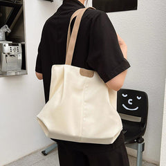 Ruched Canvas Tote Bag Large Capacity Shoulder Bag