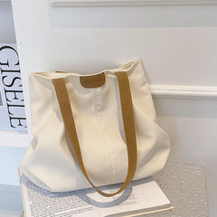 Ruched Canvas Tote Bag Large Capacity Shoulder Bag