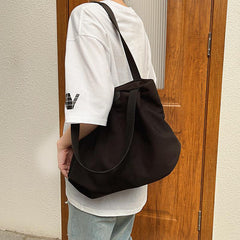 Ruched Canvas Tote Bag Large Capacity Shoulder Bag