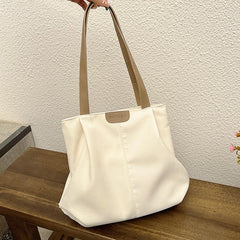 Ruched Canvas Tote Bag Large Capacity Shoulder Bag