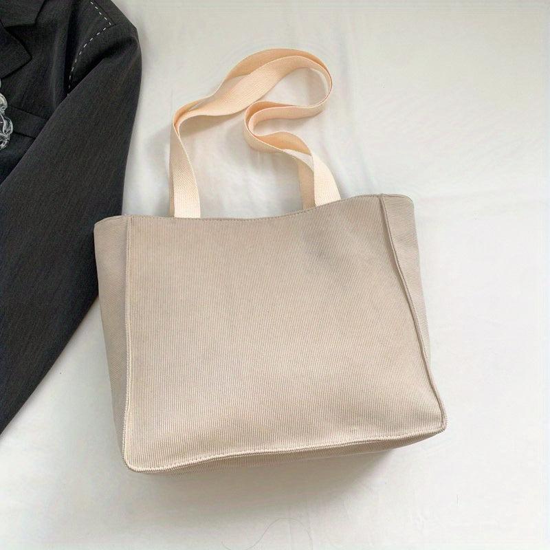 Solid Corduroy Tote Bag Storage Shoulder Bag Minimalist Handbag