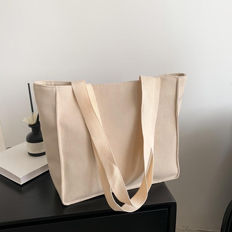 Solid Corduroy Tote Bag Storage Shoulder Bag Minimalist Handbag