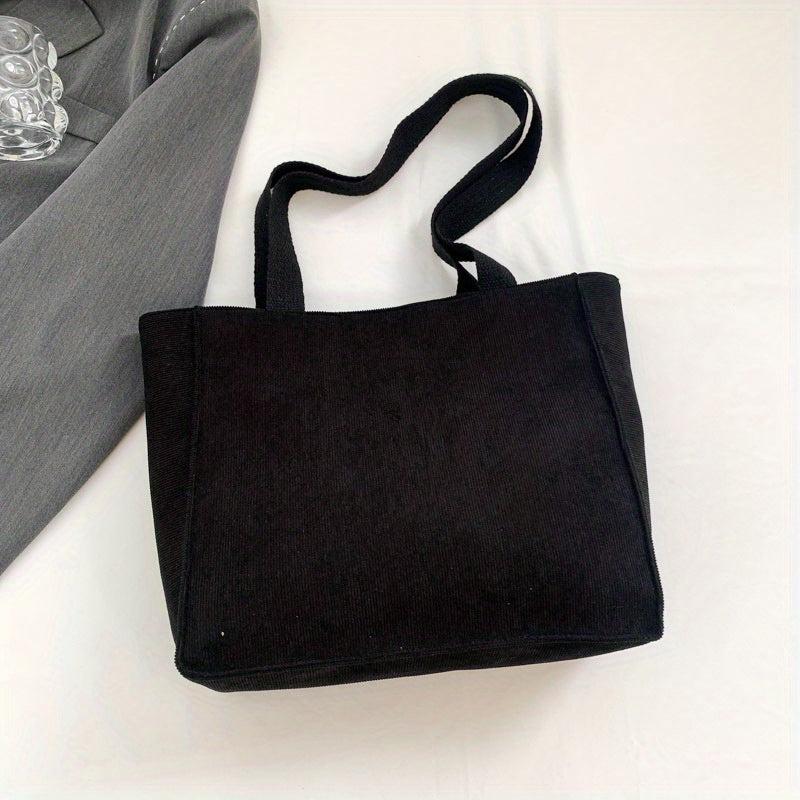 Solid Corduroy Tote Bag Storage Shoulder Bag Minimalist Handbag