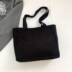 Solid Corduroy Tote Bag Storage Shoulder Bag Minimalist Handbag